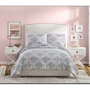 JESSICA SIMPSON Comforter Set Queen ASHBY + 2 Pillow Cases Grey Floral 96 X90”